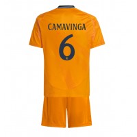 Camisa de Futebol Real Madrid Eduardo Camavinga #6 Equipamento Secundário Infantil 2024-25 Manga Curta (+ Calças curtas)